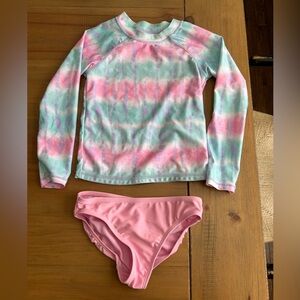 Wonder Nation Tie-Dye Rashguard Set - Pink and Green